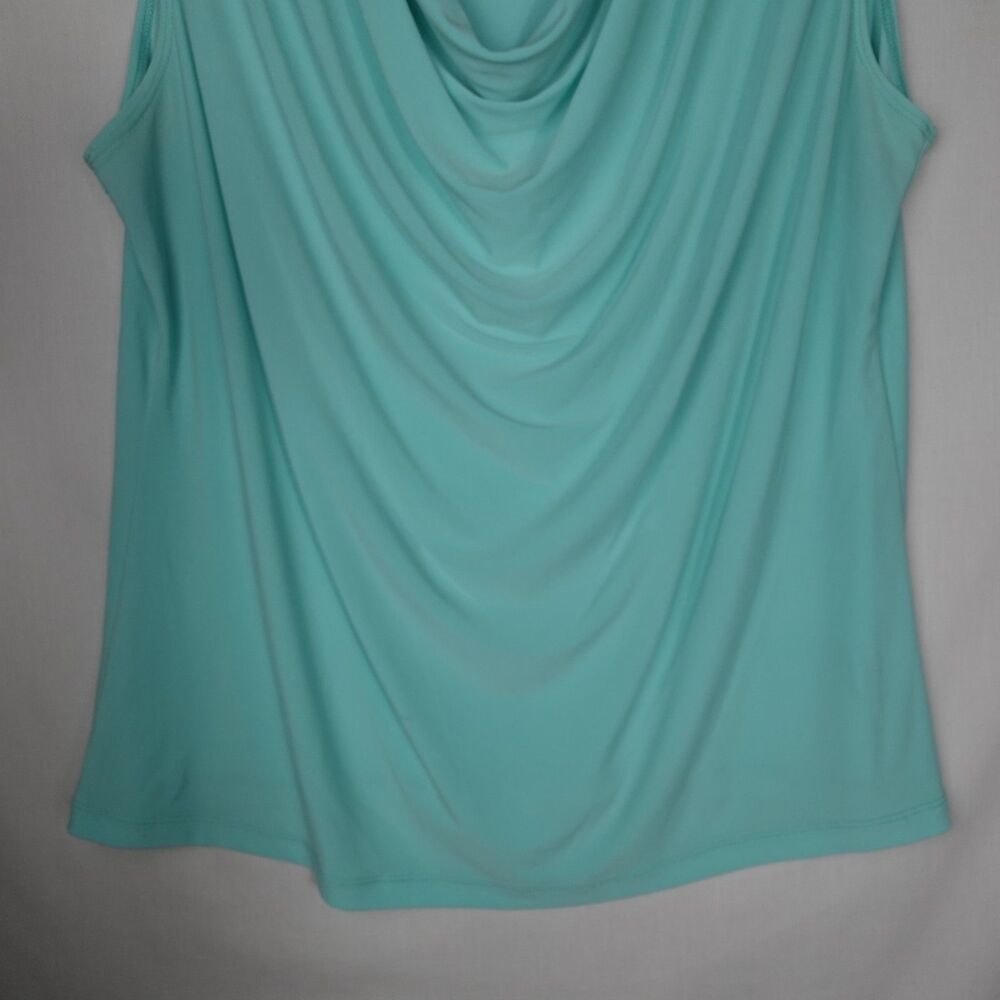 Dressbarn XL Cowl Neck Blouse Aqua Blue Sleeveless Tank Pullover Stretch Career - Picture 16 of 16